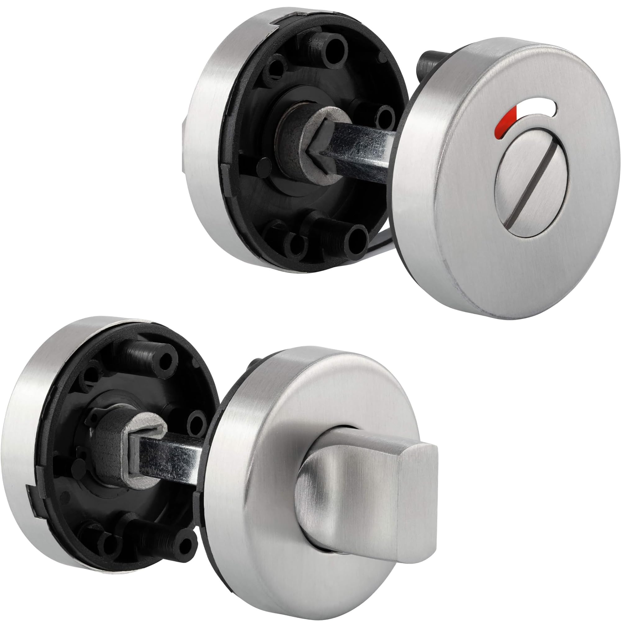 JUVA Pair of Rosettes Stainless Steel Matt Door Rosette Round for Interior Doors – F100582 Toilet Latch Pair for Toilets – Bathroom with Mounting Material Solid Stainless Steel 1 Pair