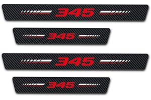 ANNLOYSKY 4Pcs Door Sill Plate Protectors for Dodge Challenger Durango SRT 345 Car Accessories, Carbon Fiber Leather Door Sill Stickers for Dodge Auto Accessories, Door Sill for 345 Owners