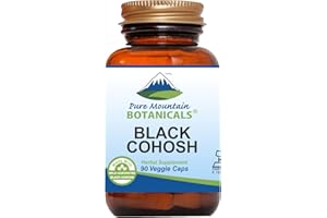 Pure Mountain Botanicals Black Cohosh Capsules - 90 Kosher Vegan Caps - Now with 500mg Wild Black Cohosh Root - Natures Support for Menopause