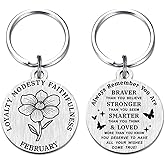 HYHYDHP February Birth Flower Keychain - February Birth Flower Gifts for Women - Special Violet Birthday Ideas