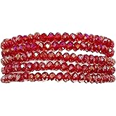 Yidaz 5 Pcs Crystal Bracelets for Women Stackable Layering Stretch Bracelets Glass Bead Bracelet Boho Bracelet Set