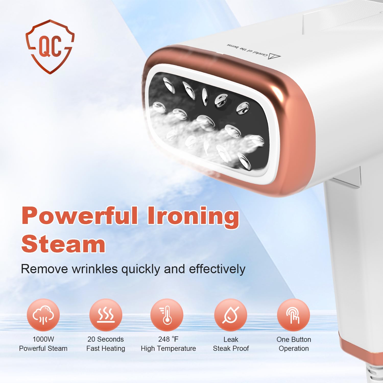 Foldable Handheld Steamer for Clothes, 1000W 20S Fast Heat-up Portable Garment Steamer with Brush and Measure cup, Clothes Steamer Fabric Wrinkle Remover with a Storage bag for Home Office Travel