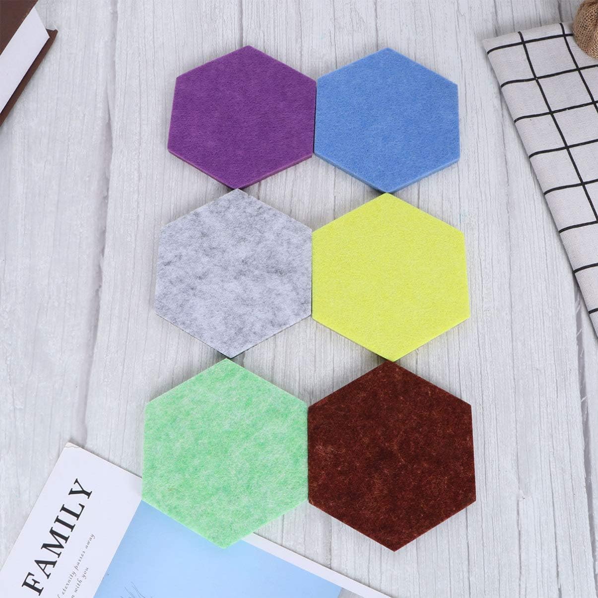 IMIKEYA 12pcs Colorful Wall Stickers Hexagon Felt Wall Sticker Self-Adhesive for Classroom Decorative Hexagon Shape for Message Board Random Color - Image 3