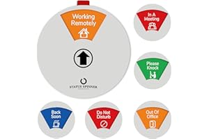 ABUDADA STATUS SPINNER Out of Office Wheel Sign for Door, Office Status Sign, Out to Lunch Will Return Sign for Office Door, Large 6 Options Door Sign(Silver)