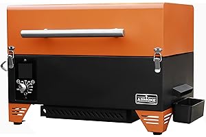 ASMOKE Portable Pellet Smoker Grill - AS350 256 sq. Pellet Smoker Grill w/Meat Probe, ASCA System™ Pellet Grill, Portable Smoker, Auto Temp Control 8-In-1 Small Table Top Smoker, Orange