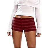 SOLY HUX Women's Knit Micro Shorts Striped Y2k Low Rise Booty Mini Shorts Color Block Strechy Loungewear