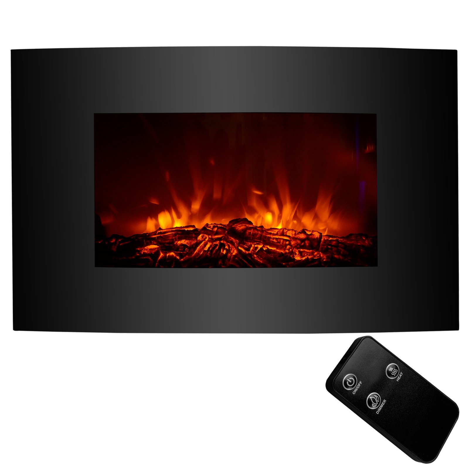 Buy KUPPET 1500W 35x22 Electric Fireplace Wall With Heater Adjustable,  and Heater with Realistic Brightly Burning Fire , XL Large, W/Remote, Black  Online at desertcartKUWAIT