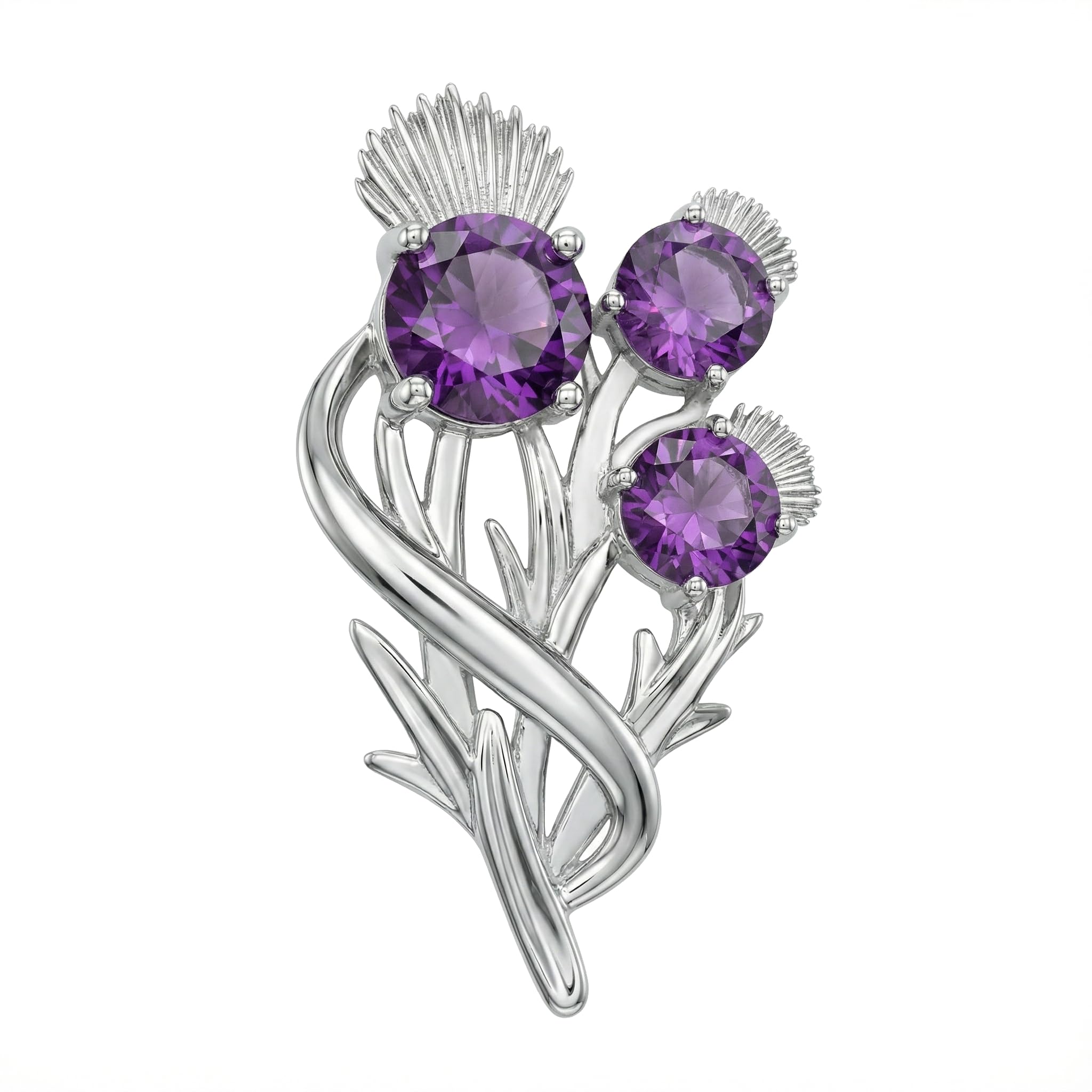 CAIRN 925 Sterling silver Scottish thistle brooch for women. Jewellery gift box included. Croy. 5597