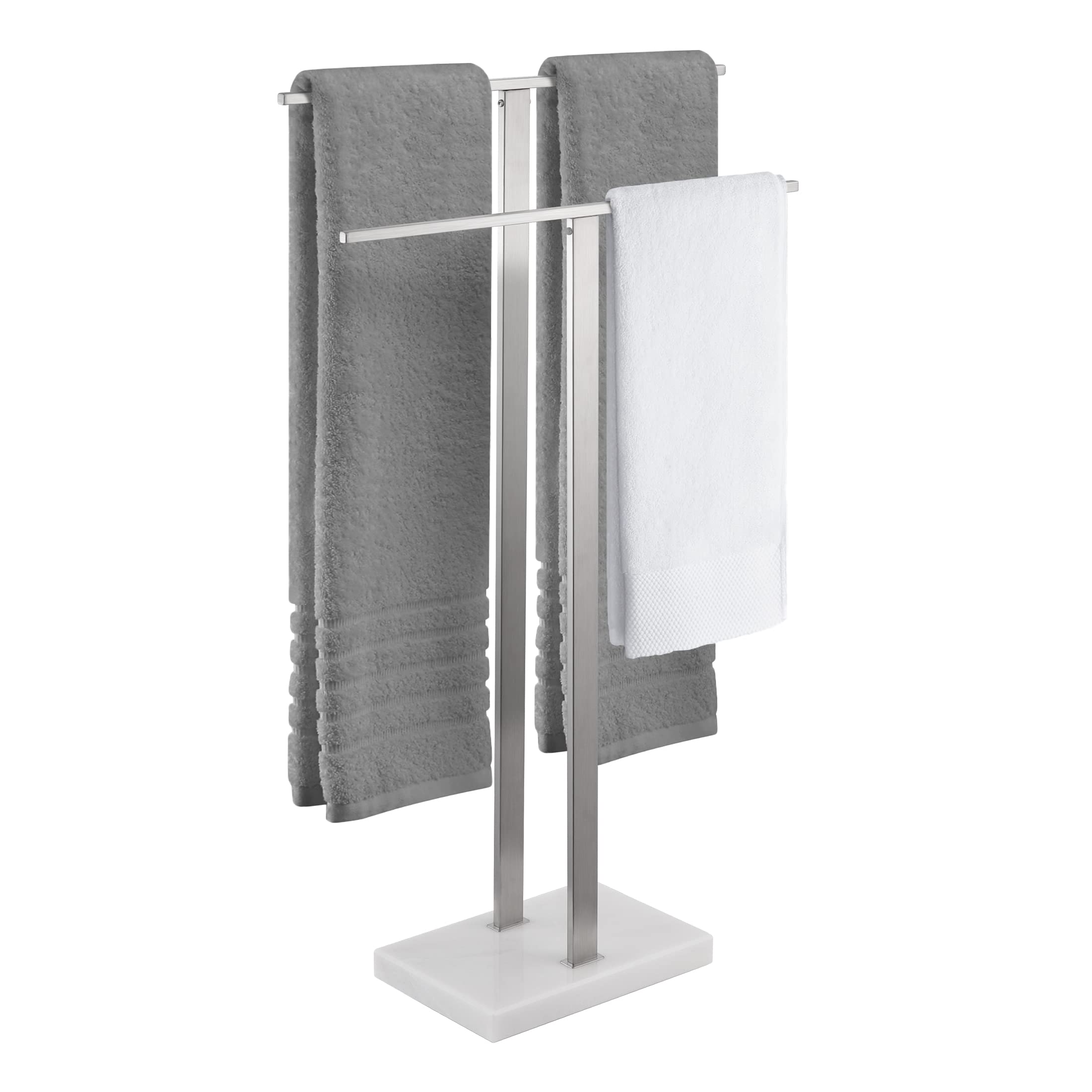Photo 1 of KES Standing Towel Racks for Bathroom 2-Tier, Floor Towel Rack Stand with Heavy Marble Base, Upgrade Steady Design, Pro-Grade 18/8 Stainless Steel Brushed Finish, BTH217-2