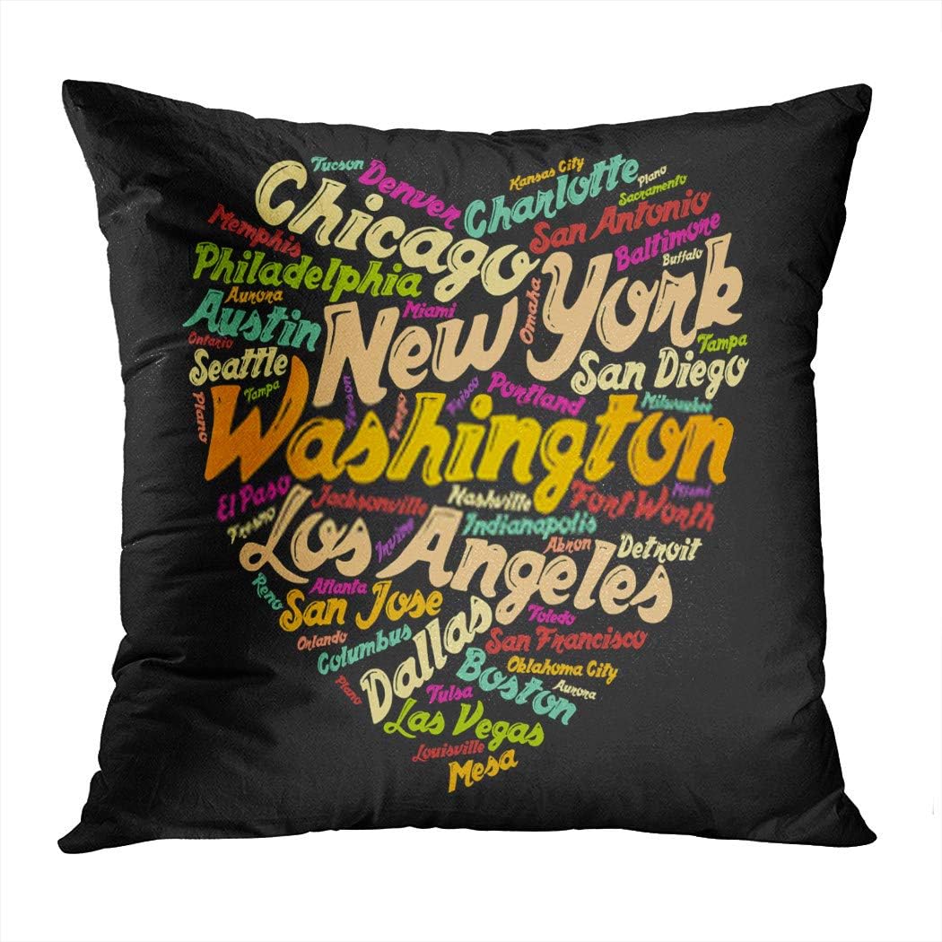 Eaiizer Throw Pillow Cover Philadelphia American Town Caring Soft Polyester Pillowcase Cushion Case Home Decoration for Bedroom Sofa Chair Car 16x16 Inches