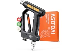 AstroAI Short Pressure Washer Gun with Swivel - High Pressure Washer with 4 Nozzles and 3/8” Swivel Quick Connector Plug - 40