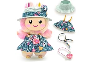 SZC&MFZ Cute 17cm Doll Clothes Set 4Pcs Kawaii Dresses with Free Hat, Camera, Silk Scarf, and Pendant Accessories（NO Doll）