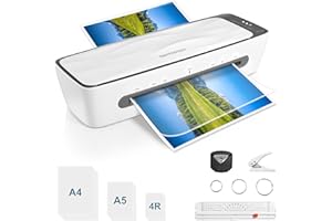 BEIXTOPOPO Laminator, A4 Laminator Machine, 9 Inch Cold-Thermal Laminator with 20 Pouches Sheets, 4-in-1 Personal Desktop Laminating Machine Built in Paper Cutter, Corner Rounder, Hole Puncher and Iron Ring