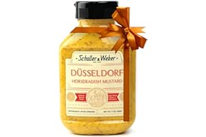 Schaller & Weber Dusseldorf Horseradish Mustard, 9 Oz Squeeze Bottle (1 Pack) | Hot German Mustard with Horseradish, All Natural Deli Mustard for Sausages, Pretzels & Sandwiches