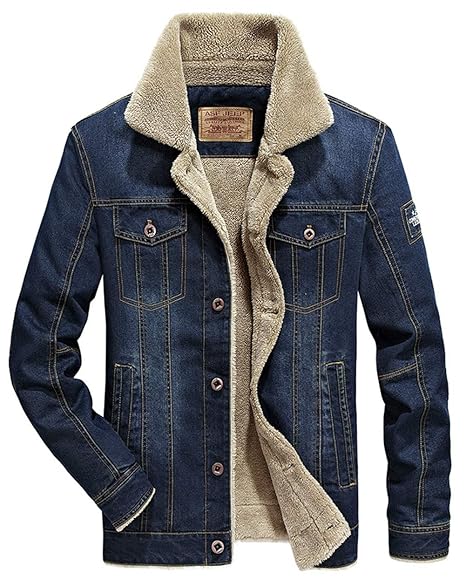 Jeansjacke Herren Mantel Plus Winter Denim Jacket Gefütterte Jeans Jacke mit Fell Mantel Warme Winterjacke