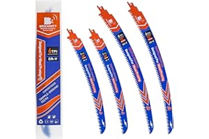 BRSCHNITT Japanese Teeth Reciprocating Saw Blades 15"*2+12"*2- Curved Edge Wood Pruning Saw Blades 6TPI for Tree Trimming,Woo