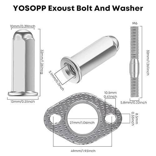 Exhaust Bolt Stud Nut Gasket For Scooter GY6 50cc 70cc 90cc 110cc 125cc 150cc