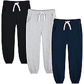 Bumeex 3 Pack Toddler and Boy Sweatpant Joggers Pants Fashion Cinched Hem Athletic Jogging Sweat Pant 100% Cotton 2-14 Years