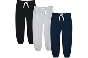 Bumeex 3 Pack Toddler and Boy Sweatpant Joggers Pants Fashion Cinched Hem Athletic Jogging Sweat Pant 100% Cotton 2-14 Years