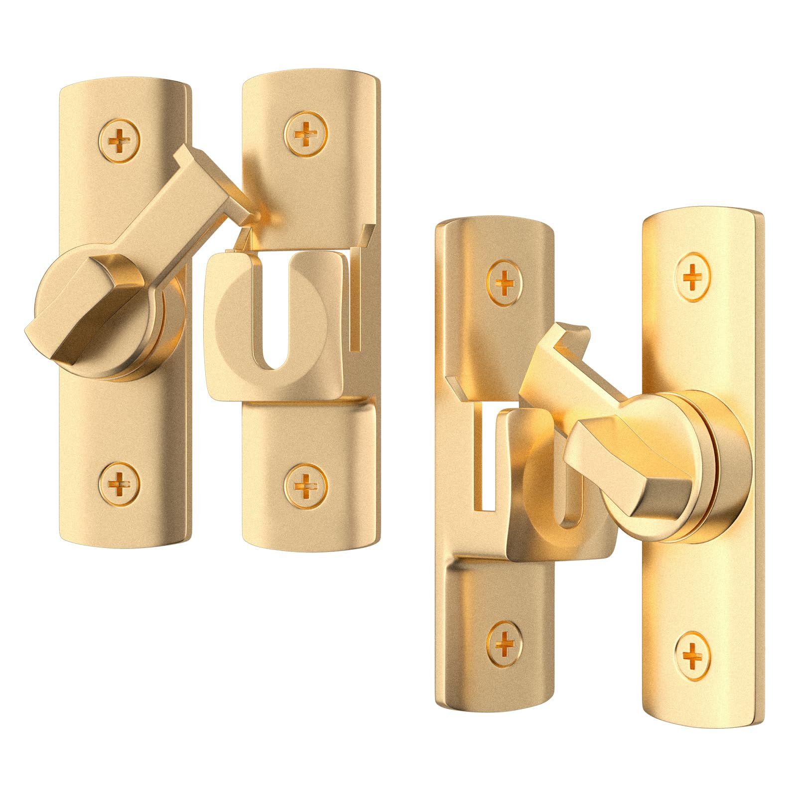 Photo 1 of 2 Pcs Degree Barn Door Latch, 180/90 Sliding Barn Door Lock?Sliding Gate Latch Lock for Cabinets, Barn Door, Bathroom, Gardenr Doors (Gold)