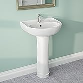 DeerValley Ally 20x16.54 Inch U-Shape White Ceramic Pedestal Sink with Overflow, Modern Bathroom Pedestal Sink, DV-1P525