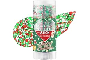 WEEMAY Christmas Body Glitter Stick, Red Green and White Face Glitter Accessories, Waterproof Face Hair Glitter Makeup, Christmas Glitter Makeup for Kids and Women