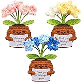 Wavwavw 3 Pcs Teacher Appreciation Gifts Positive Flower Handmade Crochet Doll Thank You for Helping Me Grow Gift for Women Teacher Appreciation Week End Year(Flower)