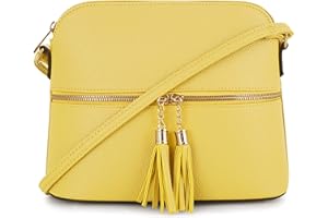 SG SUGU Lunar Lightweight Medium Dome Crossbody Bag Shoulder Bag with Tassel | Zipper Pocket | Adjustable Strap