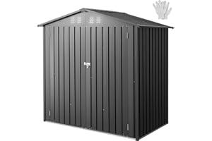 VEVOR 6 x 4 FT Metal Garden Shed, Outdoor Storage Shed with Lockable Doors & 4 Louver Vents, Peak Roof Metal Sheds Outdoors S