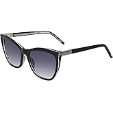 Sofia Vergara x Foster Grant Women's Sofia Sunglasses Cat Eye, Crystal Clear and Black, 55 mm