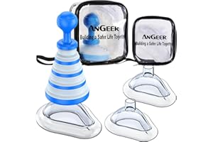 AnGeer FoldPumpVac Collapsible Airway Clearance Device Home Kit, First Aid Kit for Children and Adults, Portable Vacuum Body Suction Apparatus – Blue
