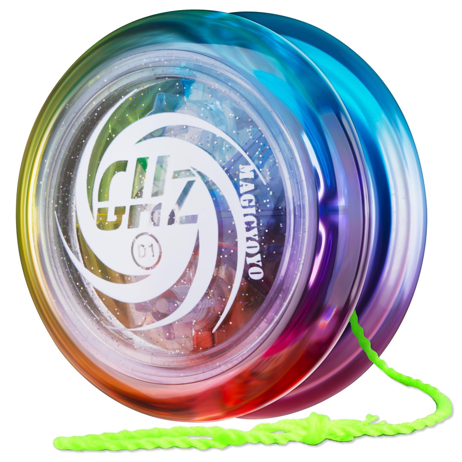 MAGICYOYO Yoyo for Kids, Responsive Yo Yo for Beginner, 2A Looping YoYo D1 GHZ, Crystal Tircolour Gradient, Tricks Yo Yo with 6 Yoyo String