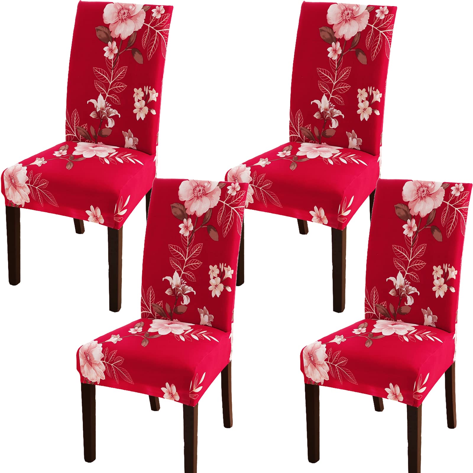 TEERFU 4 x Removable Stretch Spandex Dining Chair Slipcovers Protector, Super Fit Banquet Chair Seat Cover for Hotel and Wedding Ceremony, Washable