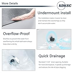 KDKSC 20 Inch Undermount Bathroom Sink Rectangular