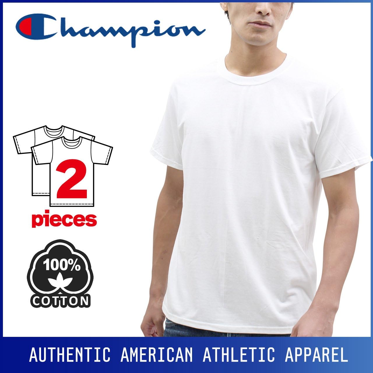 Amazon チャンピオン Champion メンズ 半袖 クルーネックtシャツ 綿100 2枚組 Cm1eh701 Llサイズ ホワイト インナーシャツ 通販