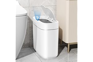 JUDRDO 3.5 Gal Motion Sensor Bathroom Trash Can with Lid, Automatic Trash Can Small Smart Garbage Can Touchless, Waterproof Slim Trash Bins for Bedroom Office Kitchen