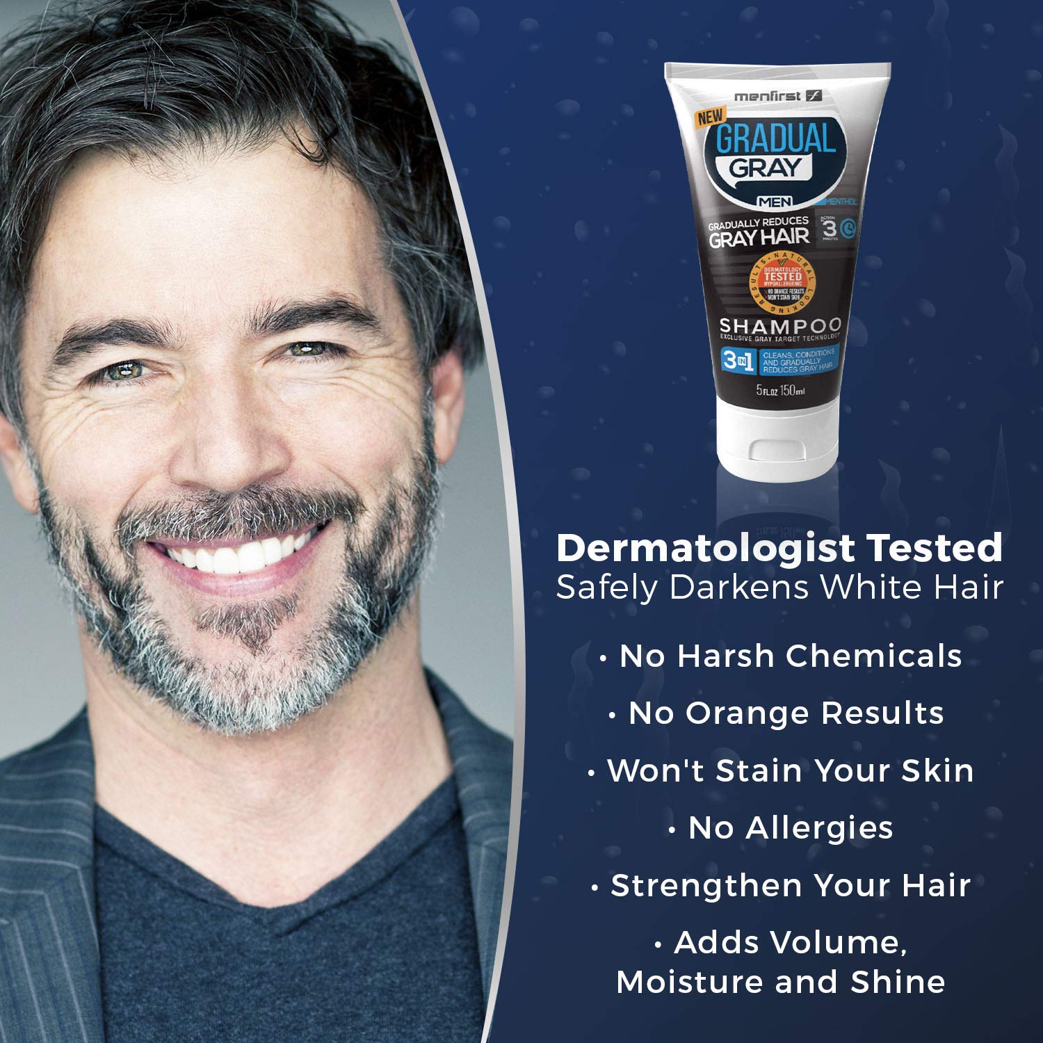 Menfirst Gradual Gray 3 In 1 Grey Reducing Shampoo For Men Cleans Conditions And Gradually Reduces Grey
