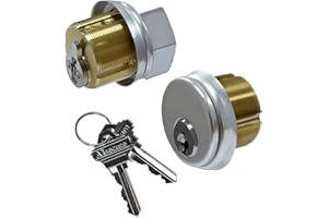 AISECURE Brass Mortise Cylinder with SC Keyway, Thumbturn, and Keys. Commercial-Grade storefront Door Lock Cylinder for Aluminum Doors, Ideal for Shop Door Lock Replacements. Includes 1 Set in Silver Finish.