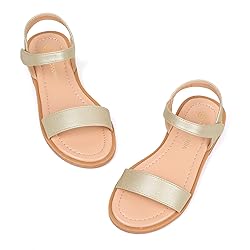 PANDANINJIA Gina Gold Girls Sandals Open Toe Summer