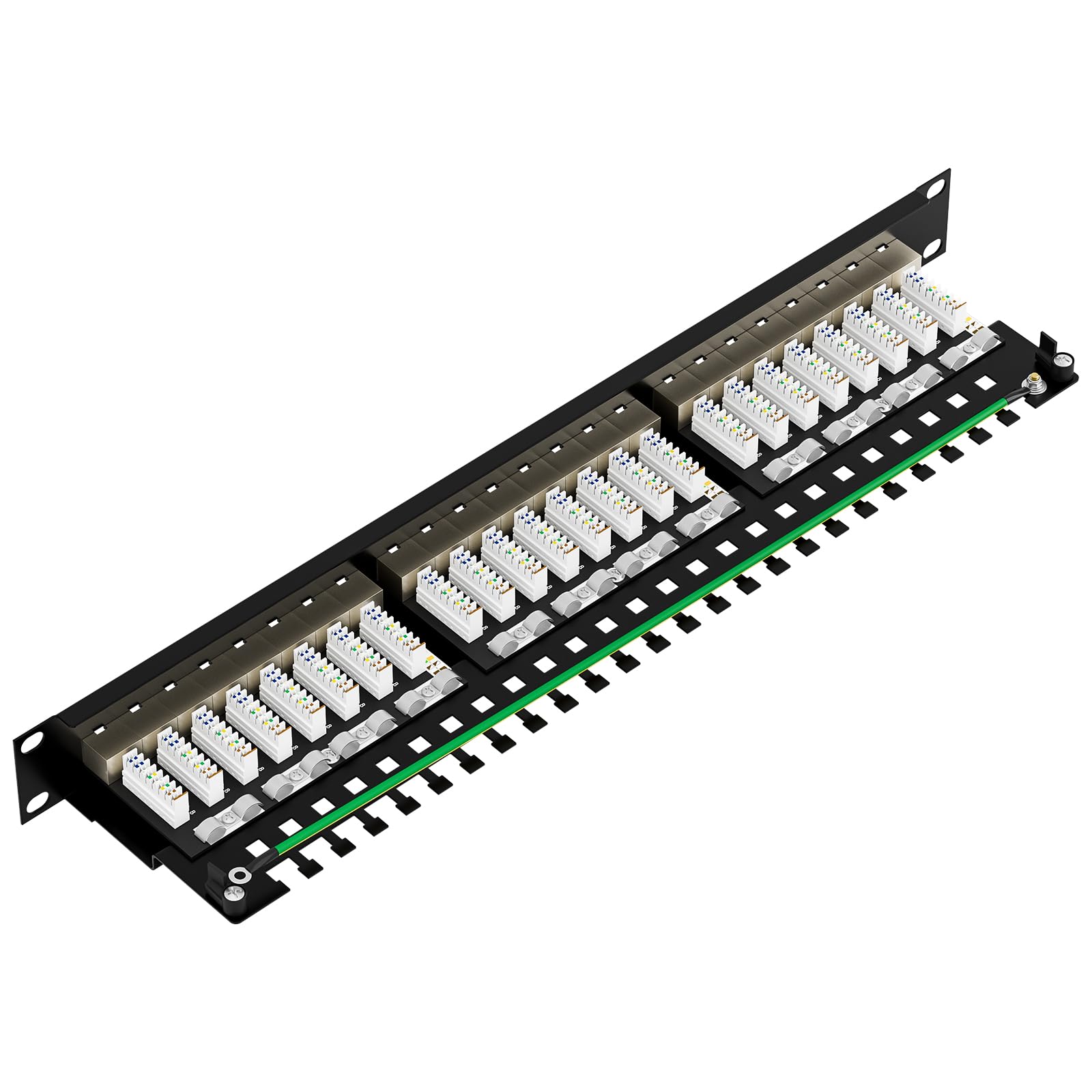 FGB CAT 7 Patchpanel Verteilerfeld 24 Port - 19" Zoll Rackeinbau Servermontage RJ45 Geschirmt - Patchpanel Geschirmt Netzwerk-Patchpanel für Gigabit-Netzwerk-Switch 3