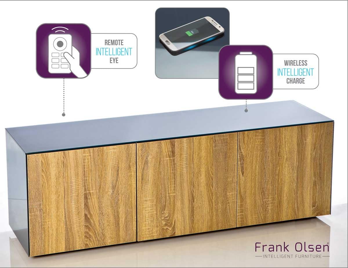 Frank Olsen INTEL1500GRY-OAK Grey and Oak TV Cabinet For TVs Up To 70 inch