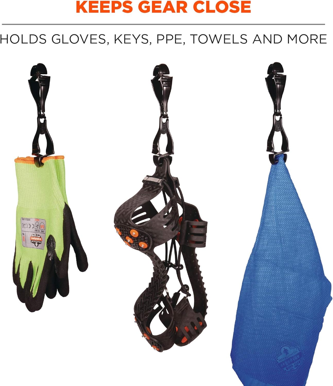 Ergodyne Squids 3400 Glove Clip Holder with Dual Clips, Black - Reaching Aids - 