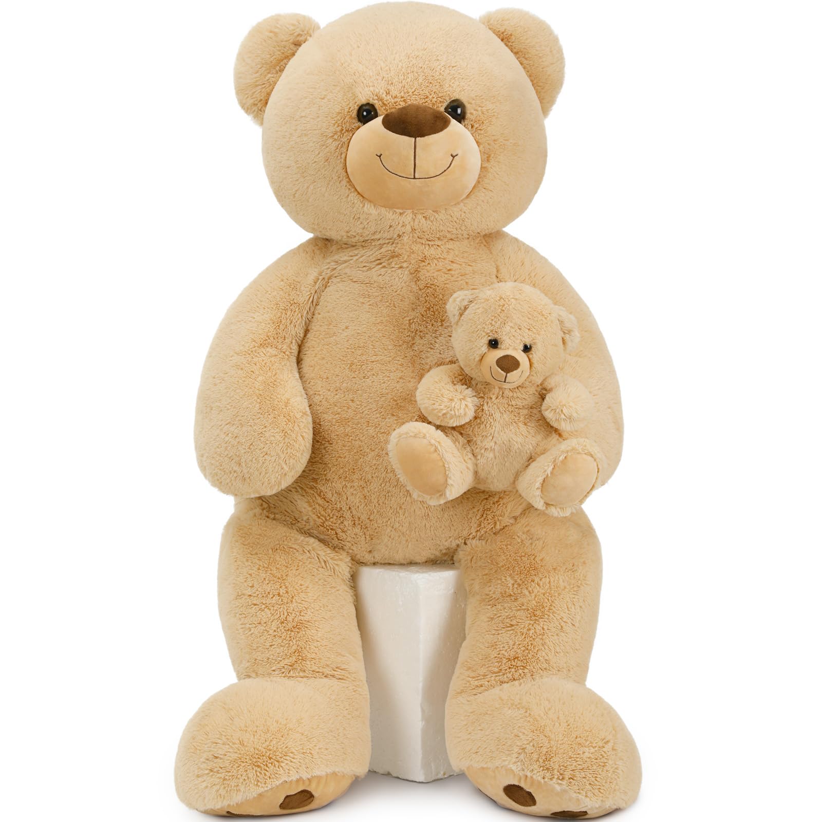 Photo 1 of MorisMos 51 Inch Giant Teddy Bear, Big Mommy with Baby Bear Stuffed Animal Plush Gifts on Baby Shower, Brown