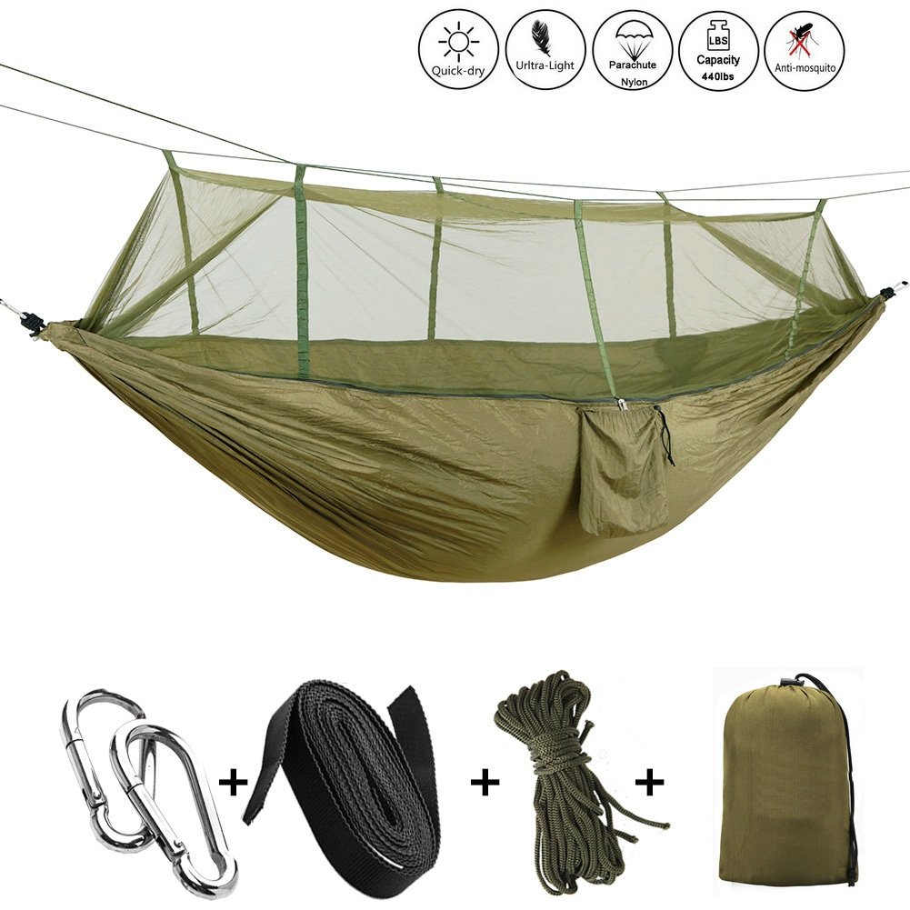 Camping Hamaca FYHAP doble Portable Nylon Hammock peso ligero Tela de paracaídas