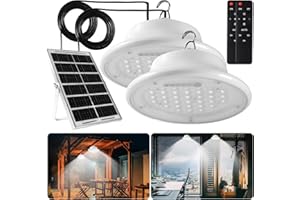 ABZXT Solar Pendant Light Shed Light Lighting Day and Night Auto Dusk to Dawn Solar Light Indoor and Outdoor with Remote Controlfor for Barn, Patio, Garden, Yard, Gazebo,Chicken Coop, Tent (2 Lights)