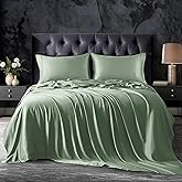 OnlySet 18-24 Inch Extra Deep Pocket Full Size Sheets Set, 100% Viscose Derived from Bamboo Sheets Full Size Bed Sheets, 4Pcs Soft Sea Glass Cooling Sheets for Hot Sleepers