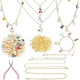 Tondiamo 207 Pcs Jewelry Making Kit DIY Bracelet, Necklace, Ring Set Bangle Charm Bracelet Making Kit with 100 Charms 100 Jump Rings and Tools for Women Beginner Arts and Craft Gift(Cute)