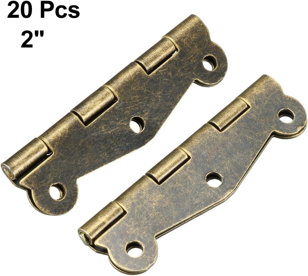 sourcing map 2" Antique Bronze Hinges Retro Butterfly Shape Hinge Replacement with Screws 20pcs, 2" * 0.55" (L*W) 20pcs - Image 3