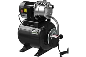 DLEKEN 1.6HP Shallow Well Pump with Pressure Tank, 1000GPH 5-Gal Irrigation Jet Pump with Automatic Booster System for Home, Garden, Lawn, 110-120V, Black