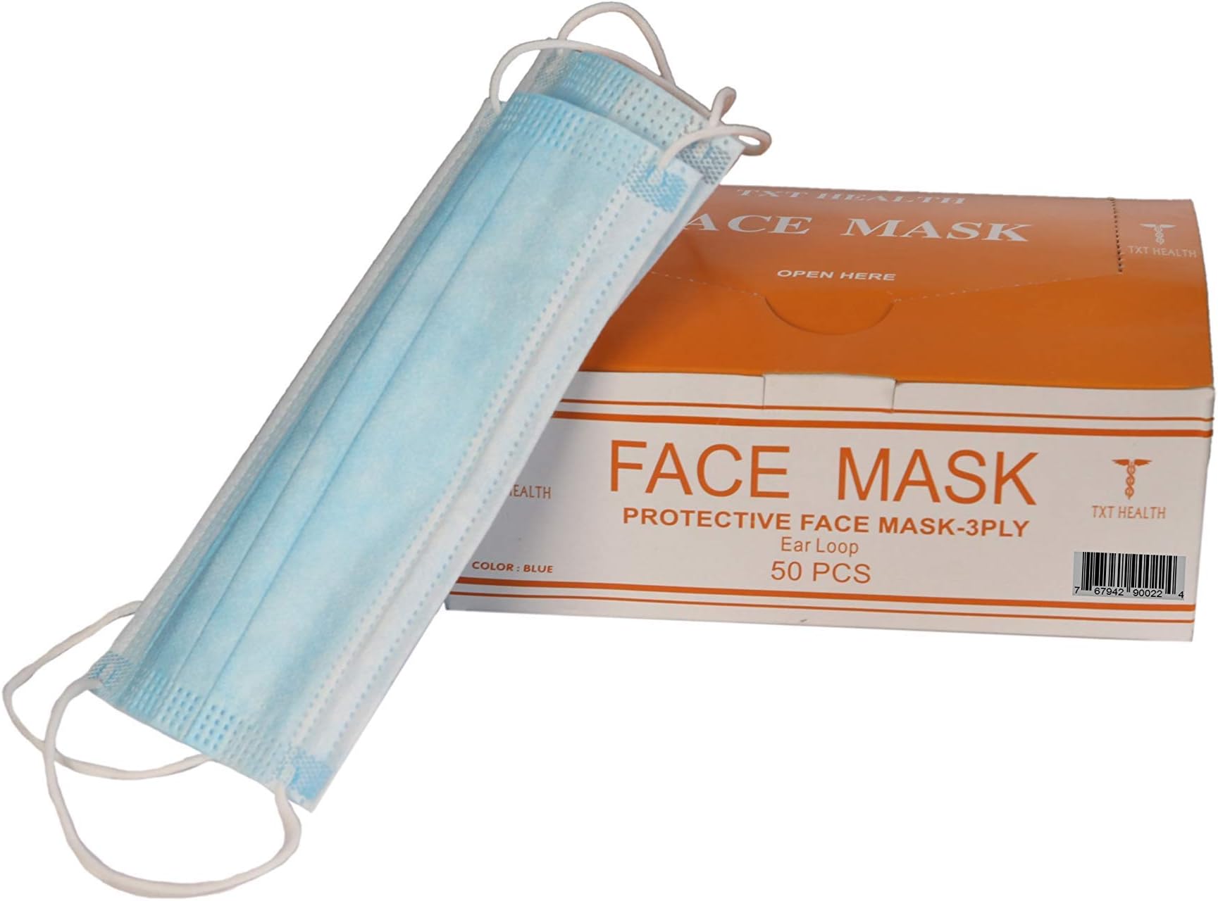 TxT Health -Surgical Medical Disposable Blue Face Masks, Dental Hospital Mouth Masks, Medical Masks for Everyday Use, Face Mask for Flu Dust Bacteria, Face Mask for Allergy Pollen
